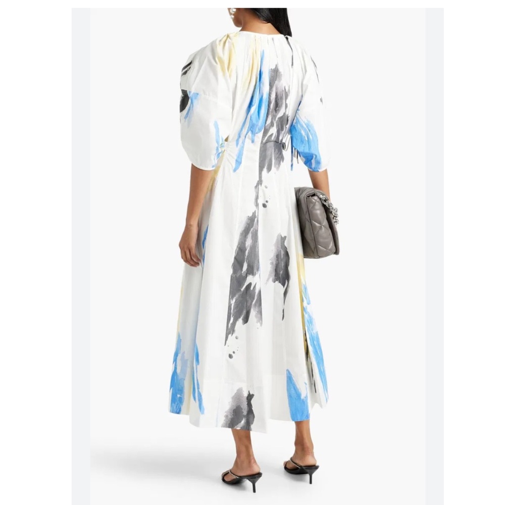 3.1 PHILLIP LIM Printed Poplin Puff Sleeve Dress With Shirring Detail